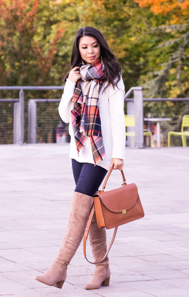 sweater scarf plaid