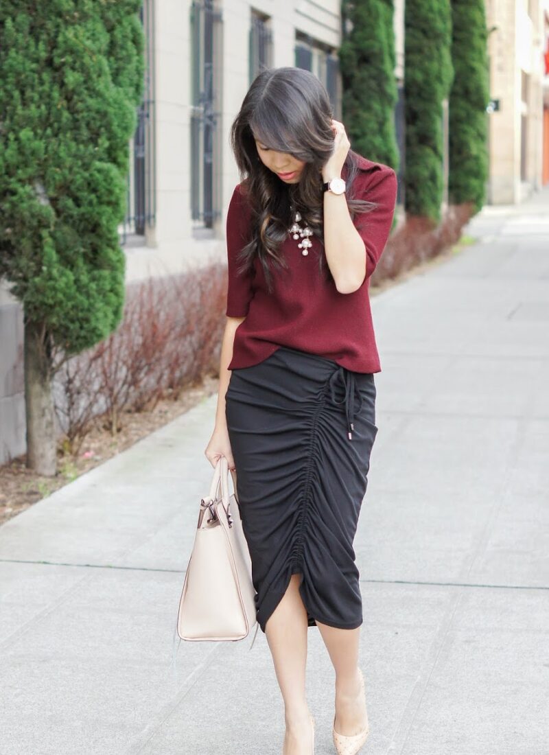 Keeping It Classy: 8telier Colette Skirt and Burgundy Sweater