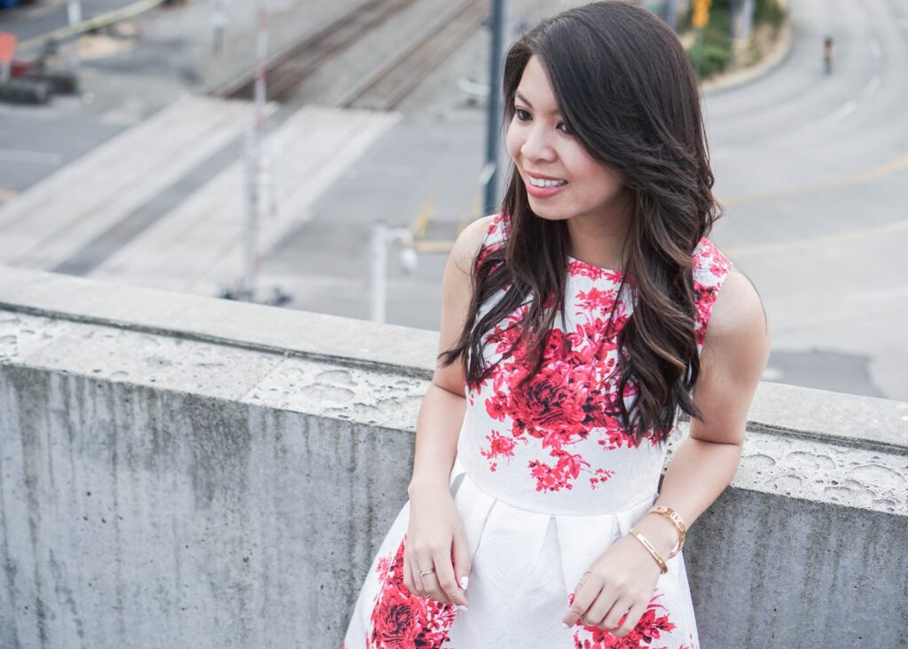 Fit-and-Flare: White and Red Floral Summer Dress | Just A Tina Bit