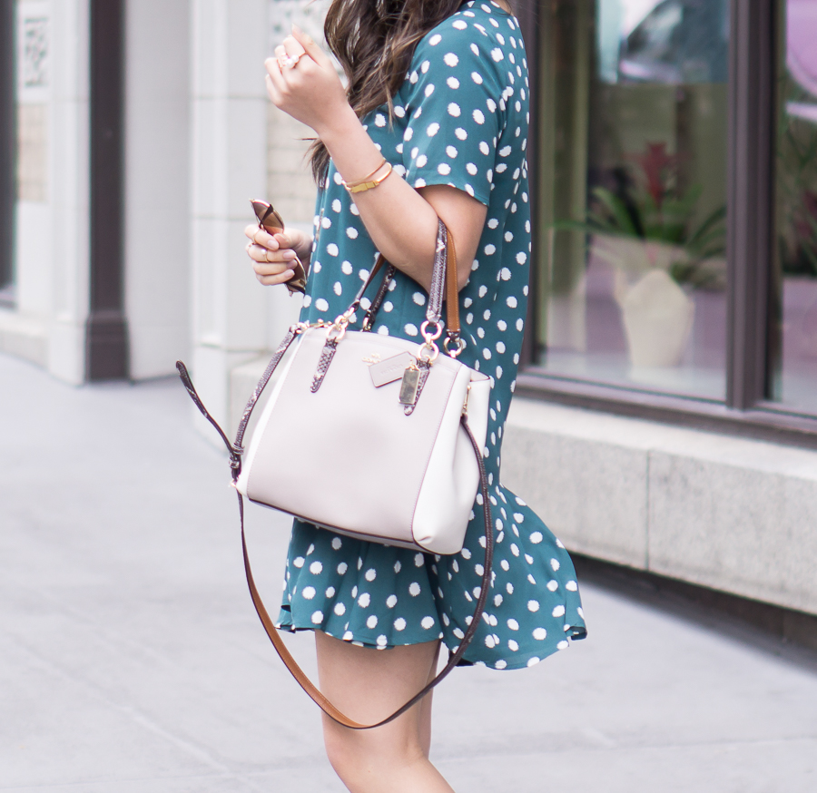 polka dot dress, cute spring outfit, petite fashion blog