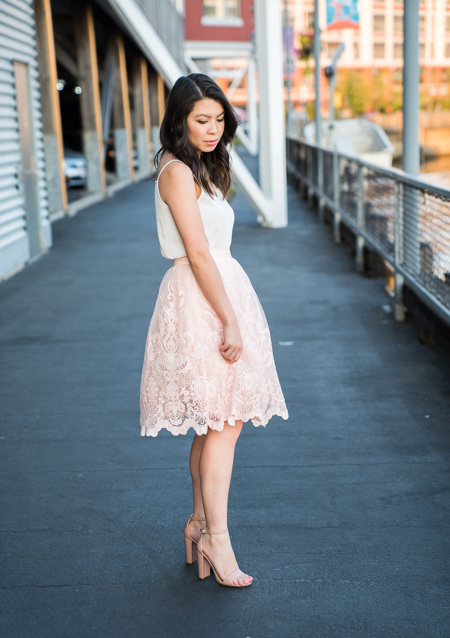 Chi Chi London Full Lace Skirt Outfit | Petite Fashion Blog