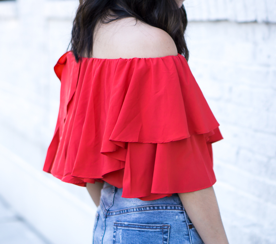 Chicwish red off the shoulder top