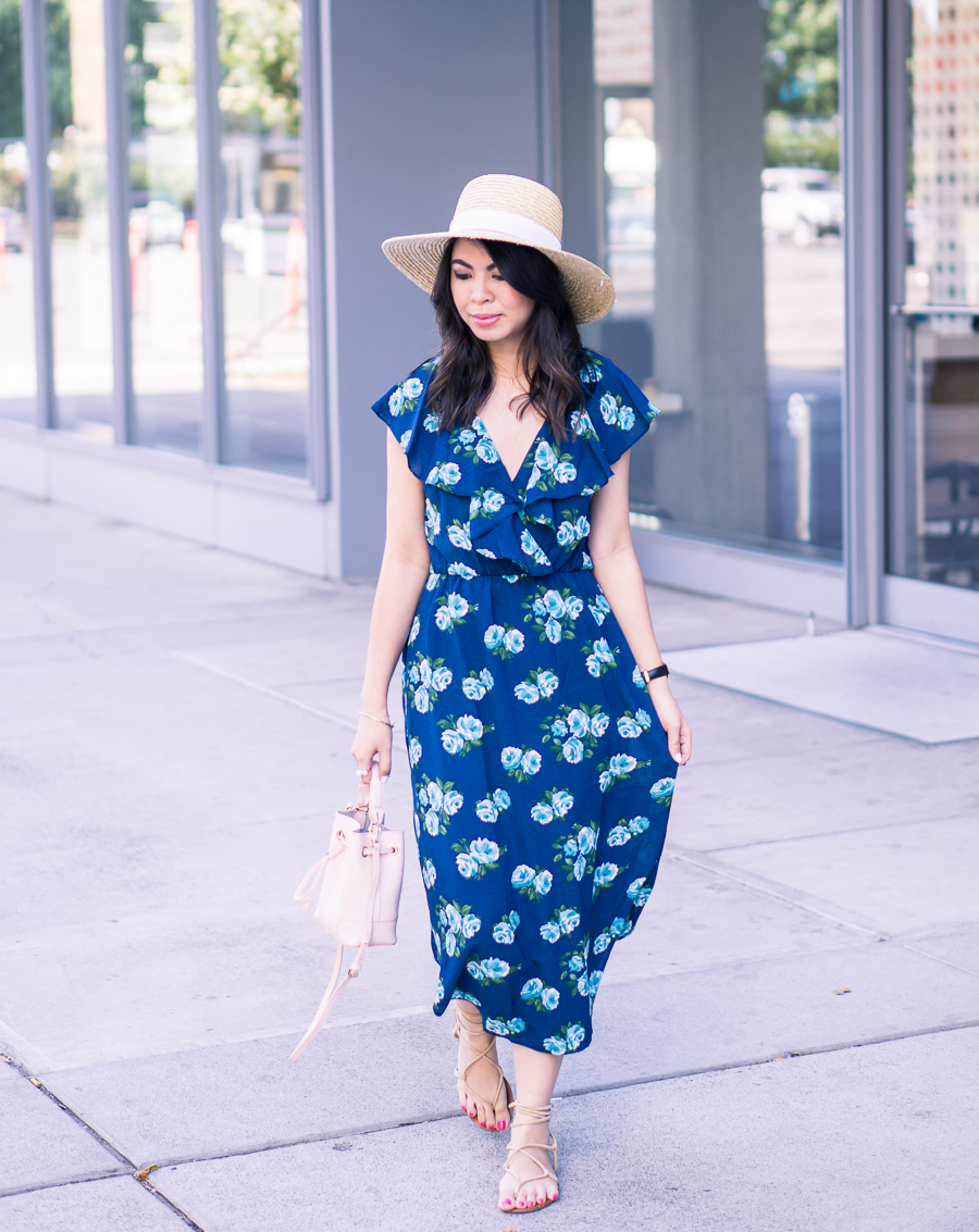 gladiator sandals with long dress FLORAL MAXI DRESS & GLADIATORS