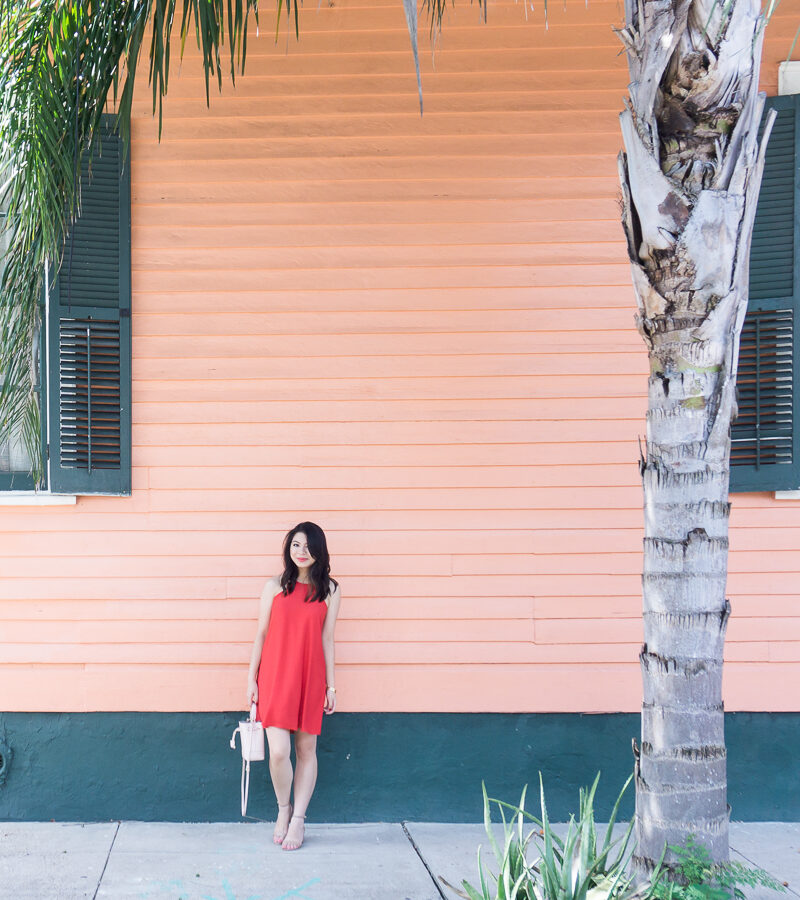 High neck dress in New Orleans Bywater | Petite Fashion Blog