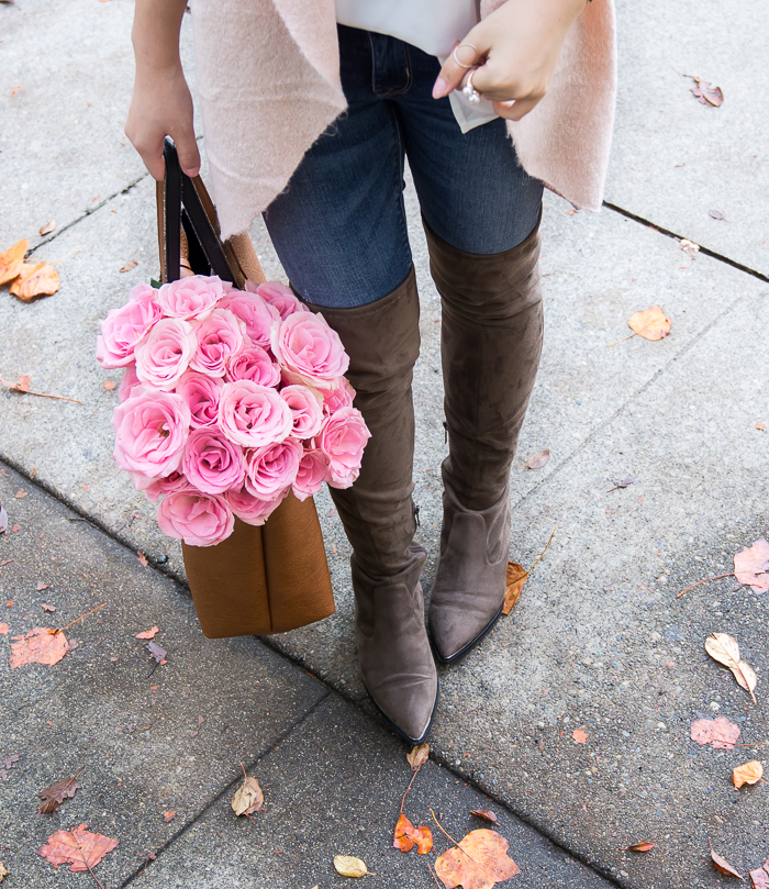 Over the knee boots, casual cute outfit, fall fashion, petite fashion blog