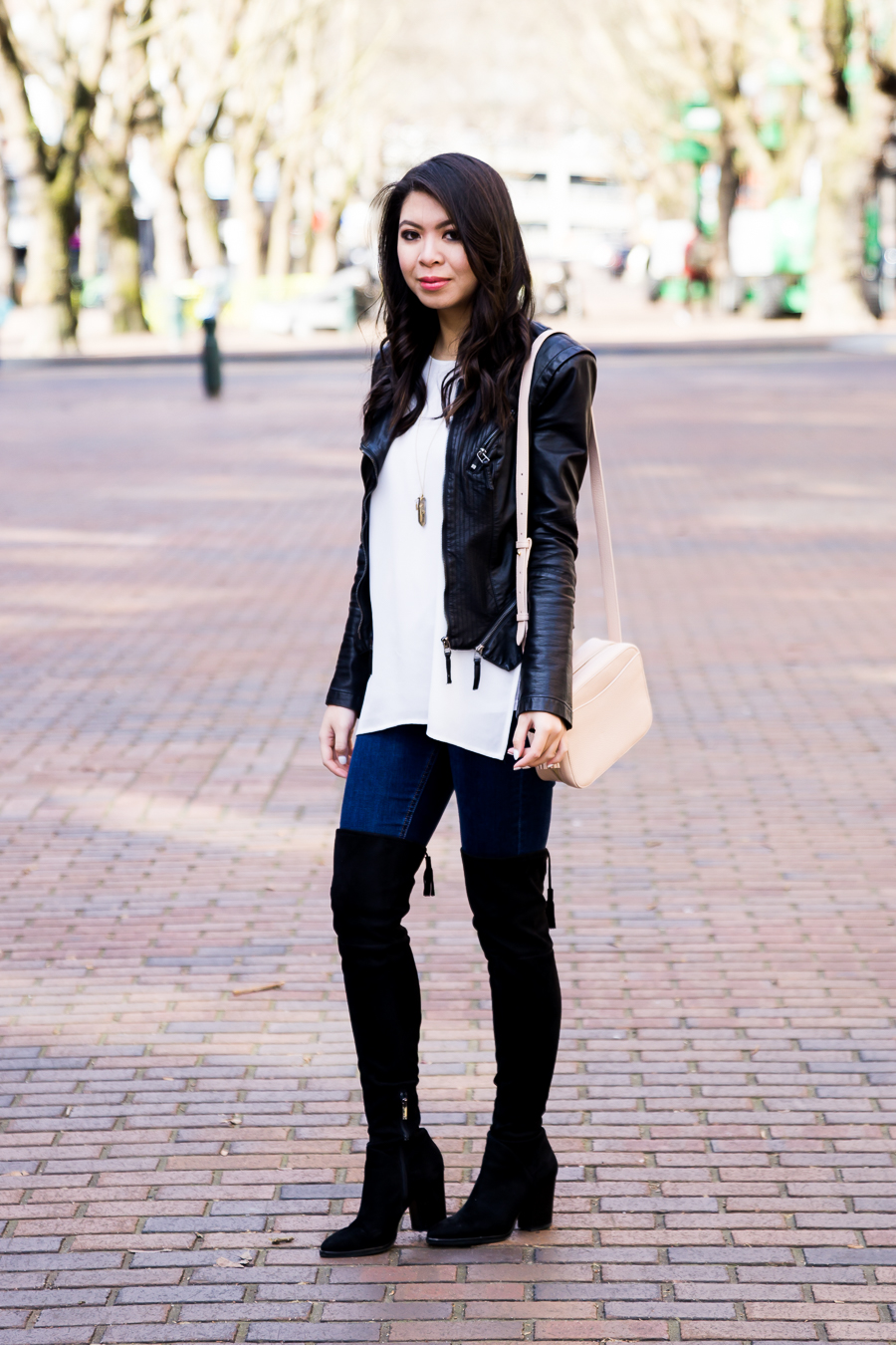 How to transition winter clothes to spring, Marc Fisher over the knee boots, petite fashion blog