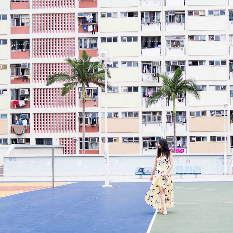 How to get to Choi Hung Estate car park basketball court for Instagram photography in Hong Kong, petite fashion blog