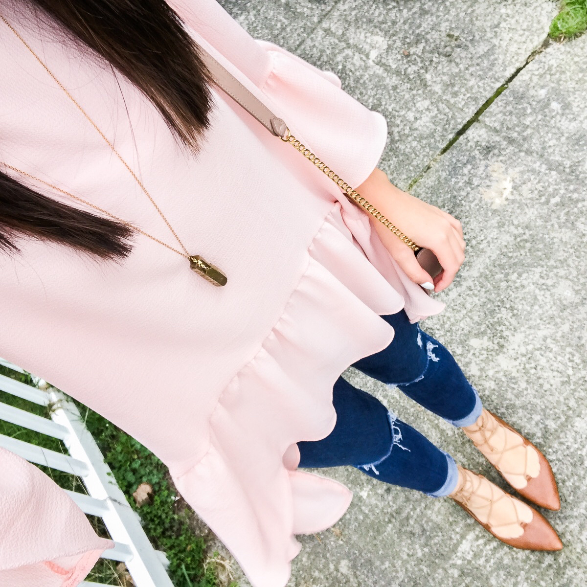 Ruffle hem top, outfit of the day, casual cute outfit, spring style, petite fashion blog