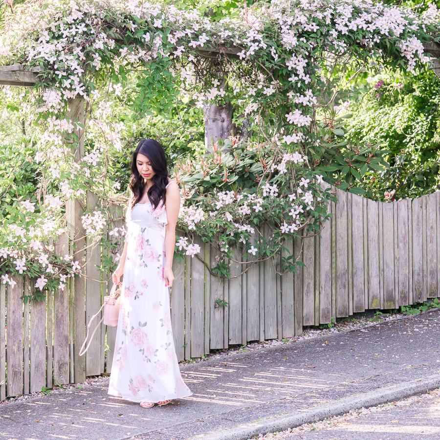 Floral maxi dress, maxi dresses under $100, summer outfit, petite fashion blog, Seattle fashion blogger
