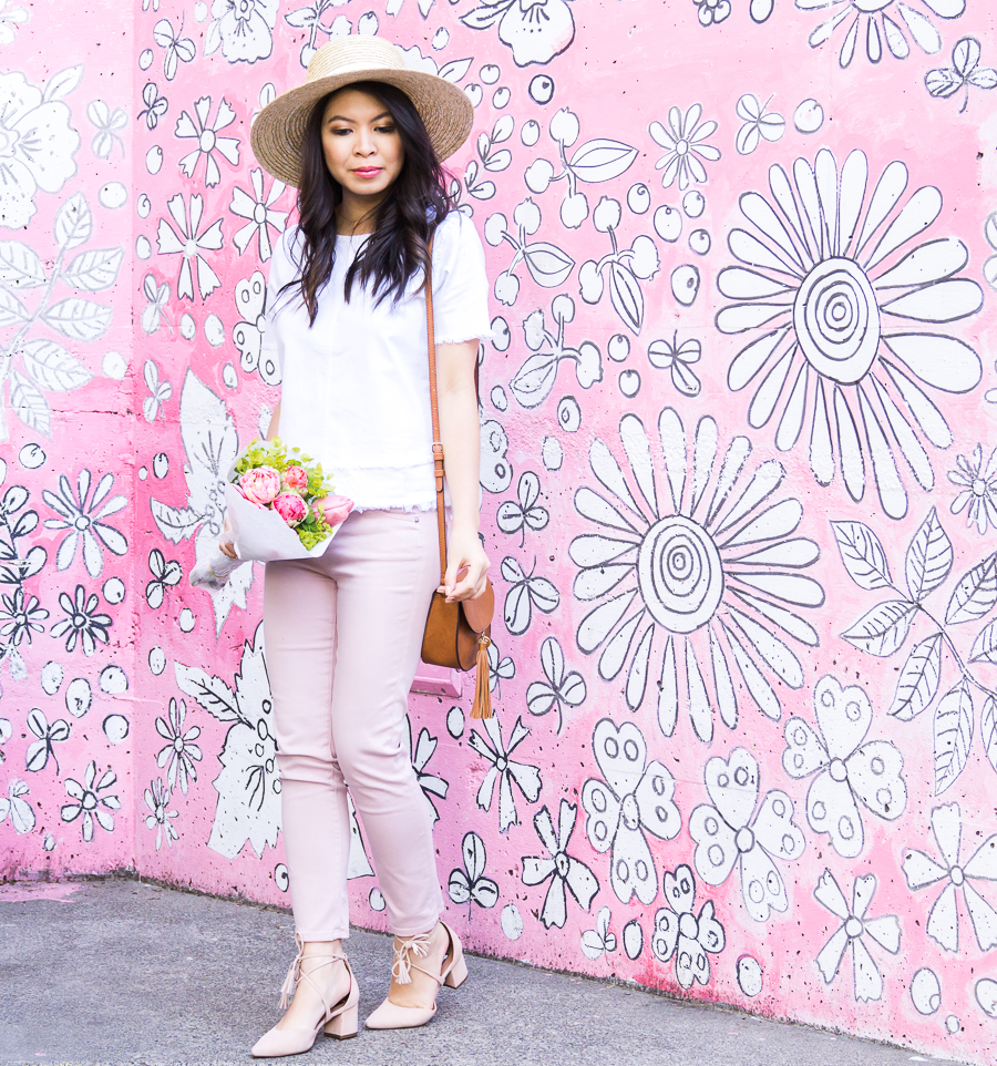 AG Blush Pink Jeans Outfit with Fitcode
