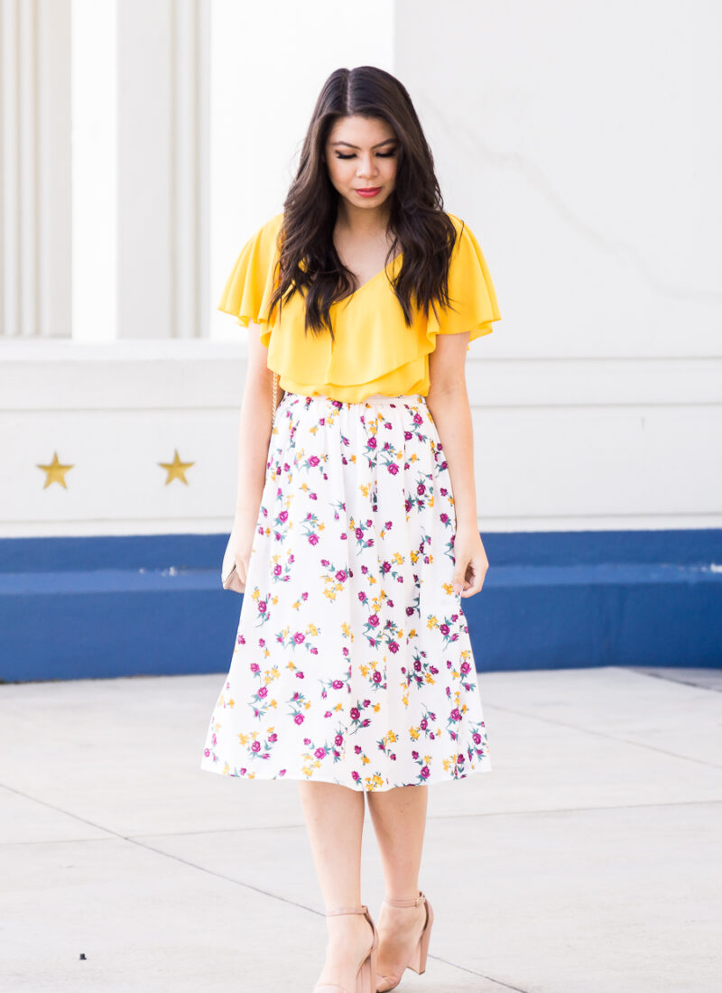 Summery Floral Midi Skirt
