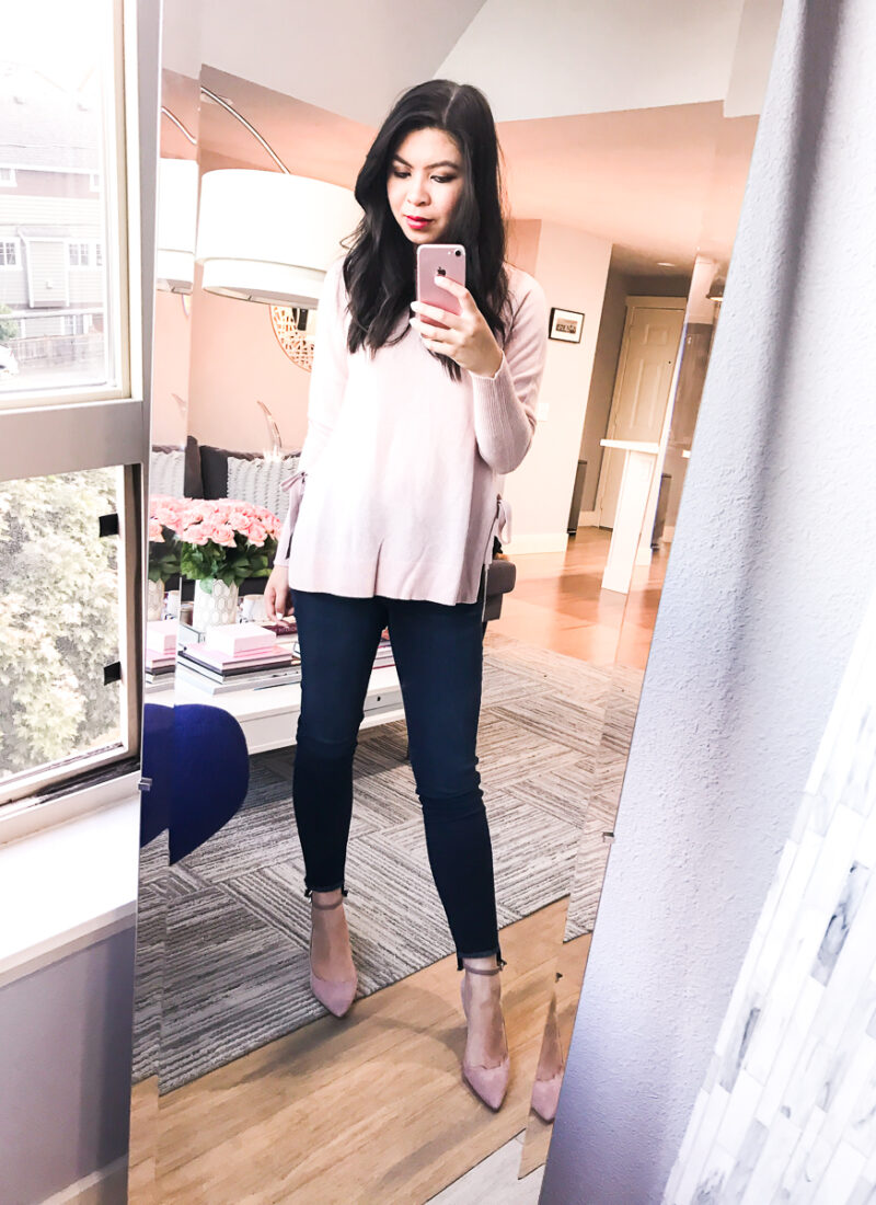 Nordstrom Anniversary Sale 2017 Review, Seattle fashion blogger, petite blog, blush bow sweater