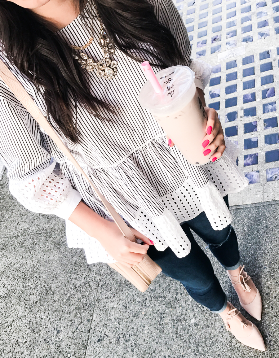 Casual chic outfit, Chicwish peplum top, Seattle fashion blogger