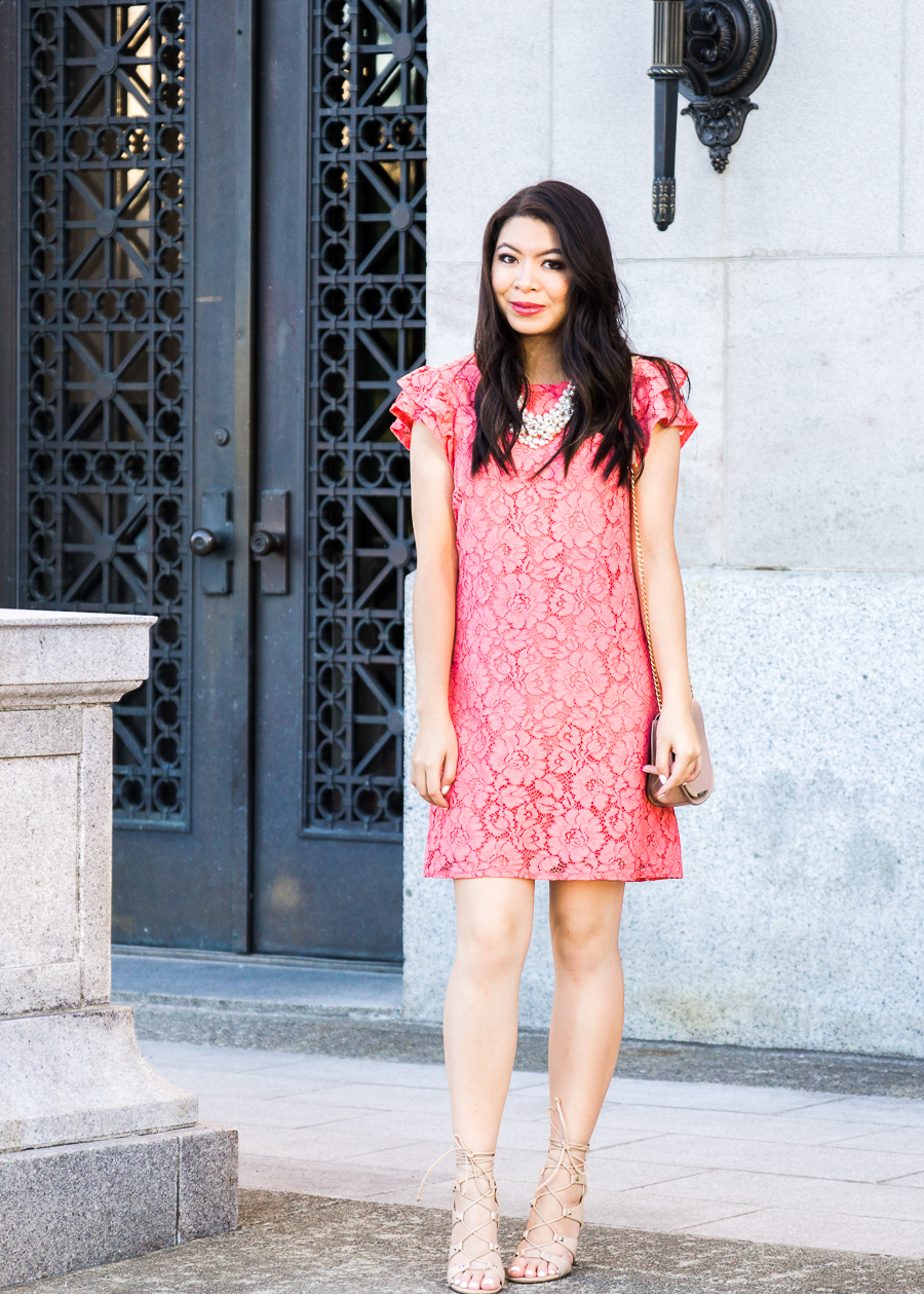 Cute Summer Outfit Idea: Lace Dress with Sneakers — bows & sequins