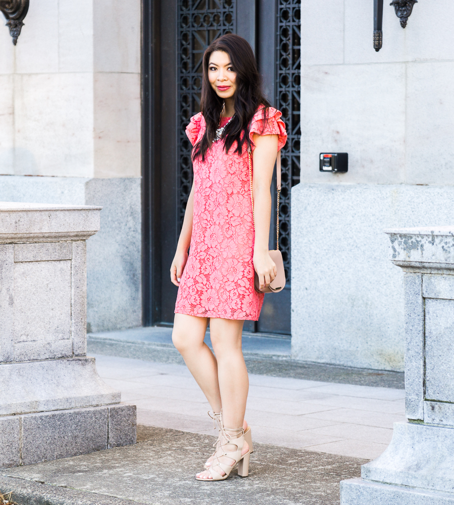 Ruffle shift dress, lace dress, day special occasion dress, summer fashion, what to wear to a graduation, Seattle fashion blogger