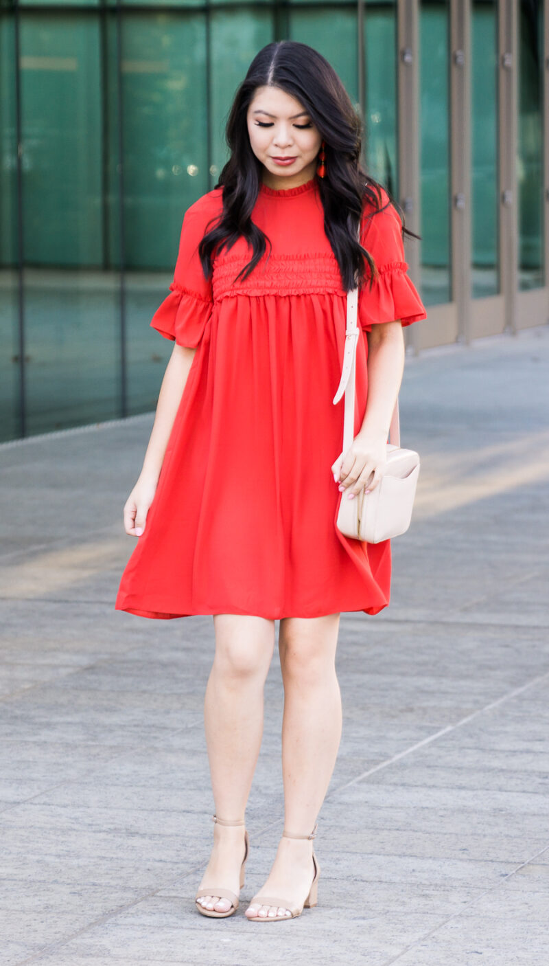 Cute casual dress, red casual dress, Asos smock dress, Seattle fashion blogger