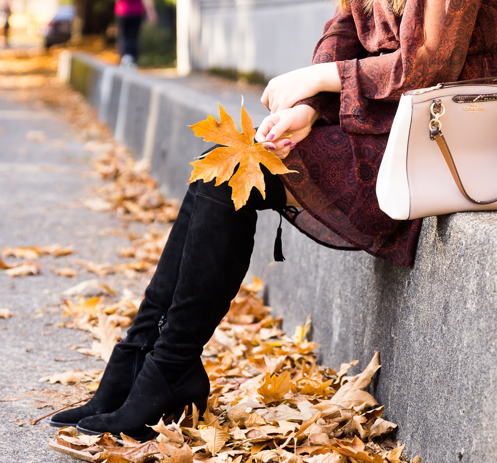 Marc Fisher Alinda over the knee boots outfit, fall fashion, petite Seattle fashion blogger