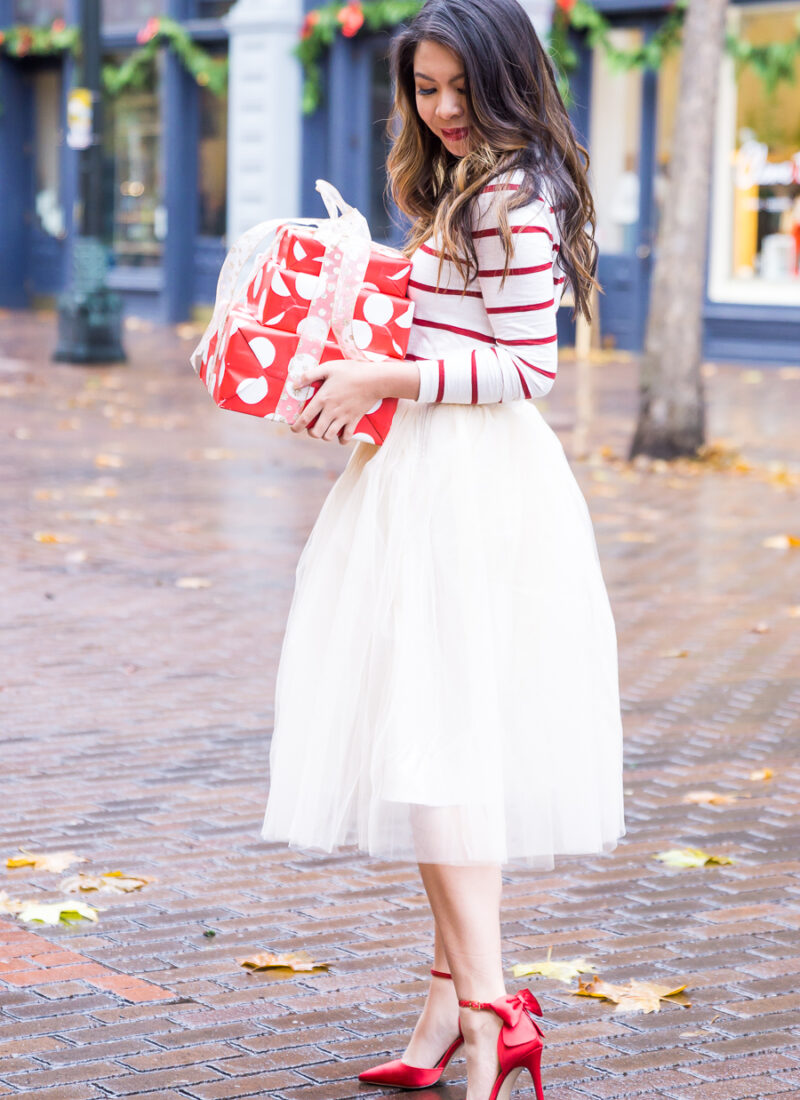 Holiday Outfit Idea with a Tulle Skirt