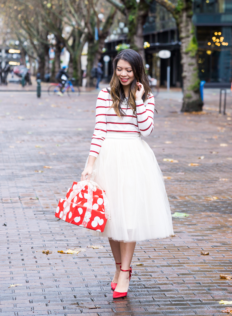 red striped skirt outfit