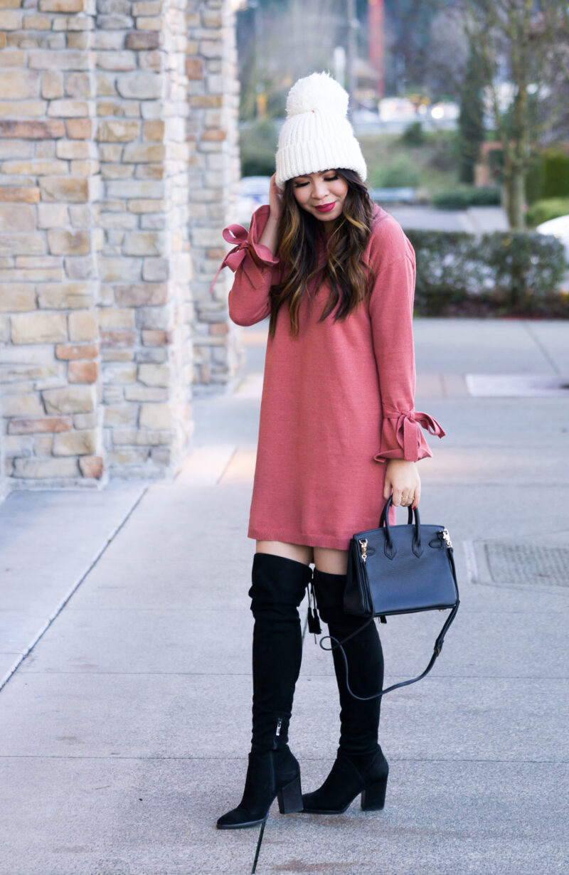 pom pom over the knee boots