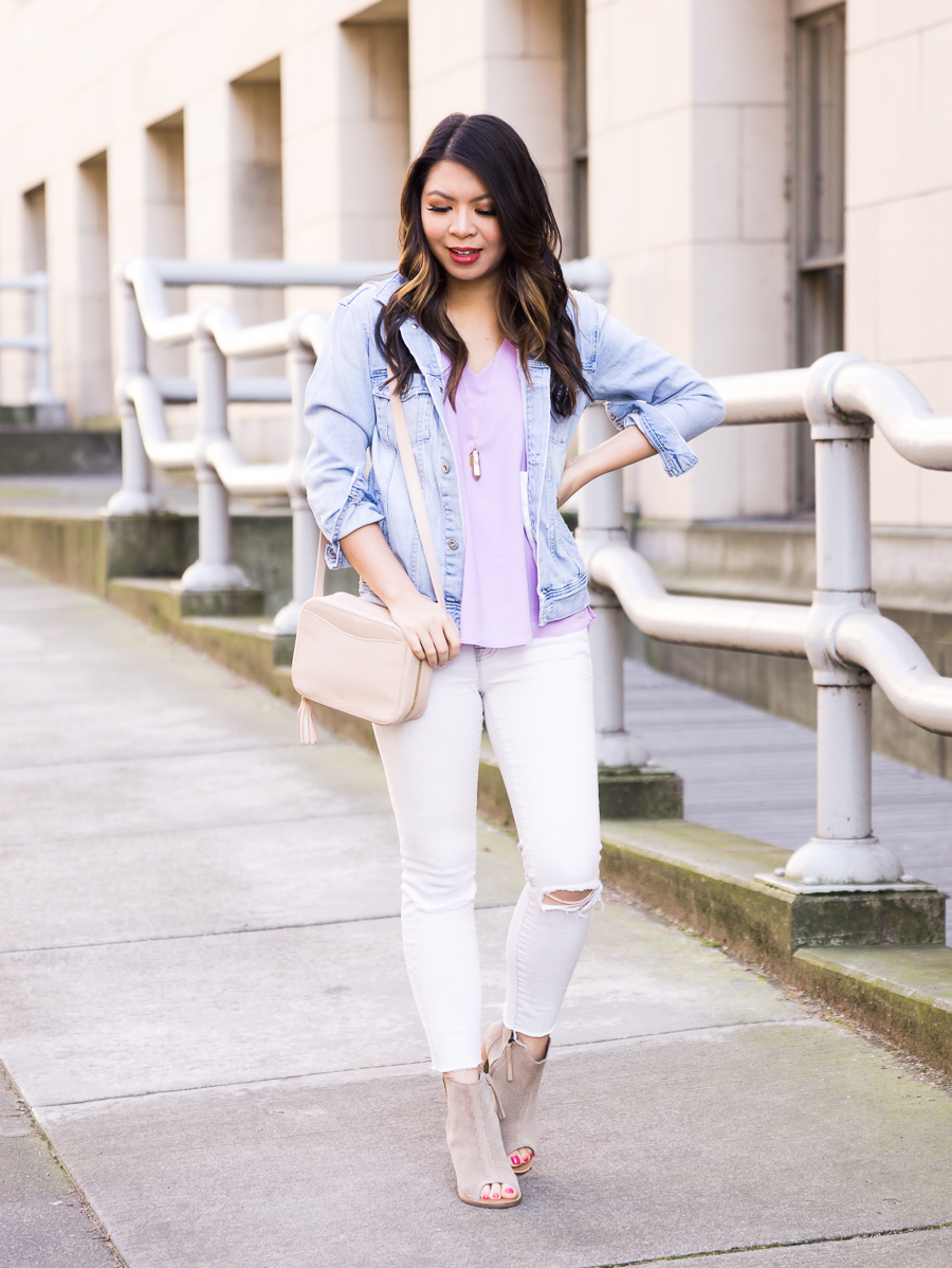 Gibson x Living In Yellow Collection, Reagan V-Neck Drop Back Top, casual outfit ideas, spring style, petite fashion blog, Seattle blogger Just A Tina Bit