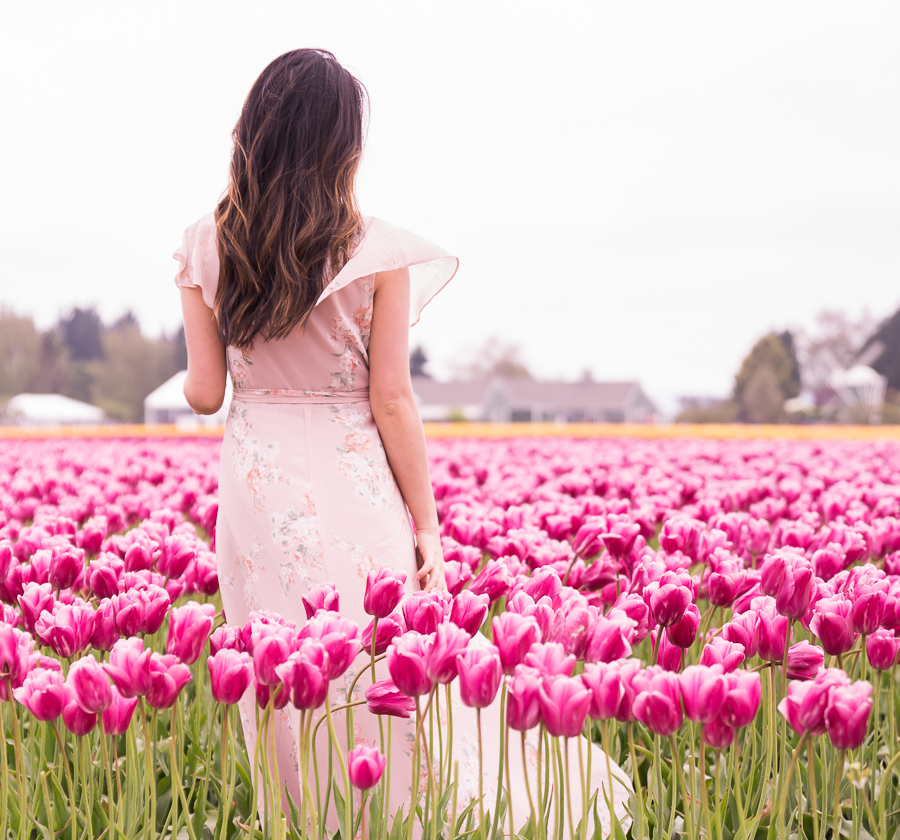 Skagit Valley tulip fields, floral maxi dress, summer fashion, Seattle fashion blogger