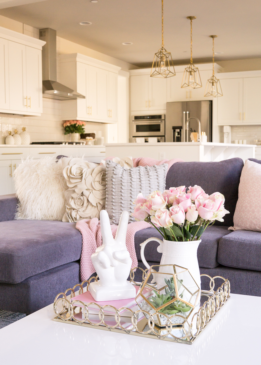 Living room grey and pink