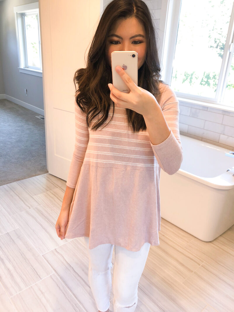 Nordstrom Anniversary Sale 2018 review, casual fall outfits, blogger try on session, Asian petite blogger, Seattle fashion, blush sweater