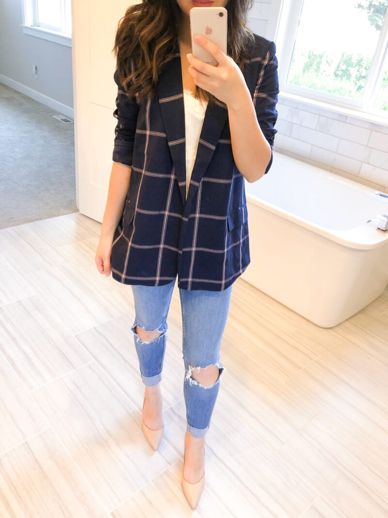 Nordstrom Anniversary Sale 2018 review, casual fall outfits, blogger try on session, Asian petite blogger, Seattle fashion, striped blazer