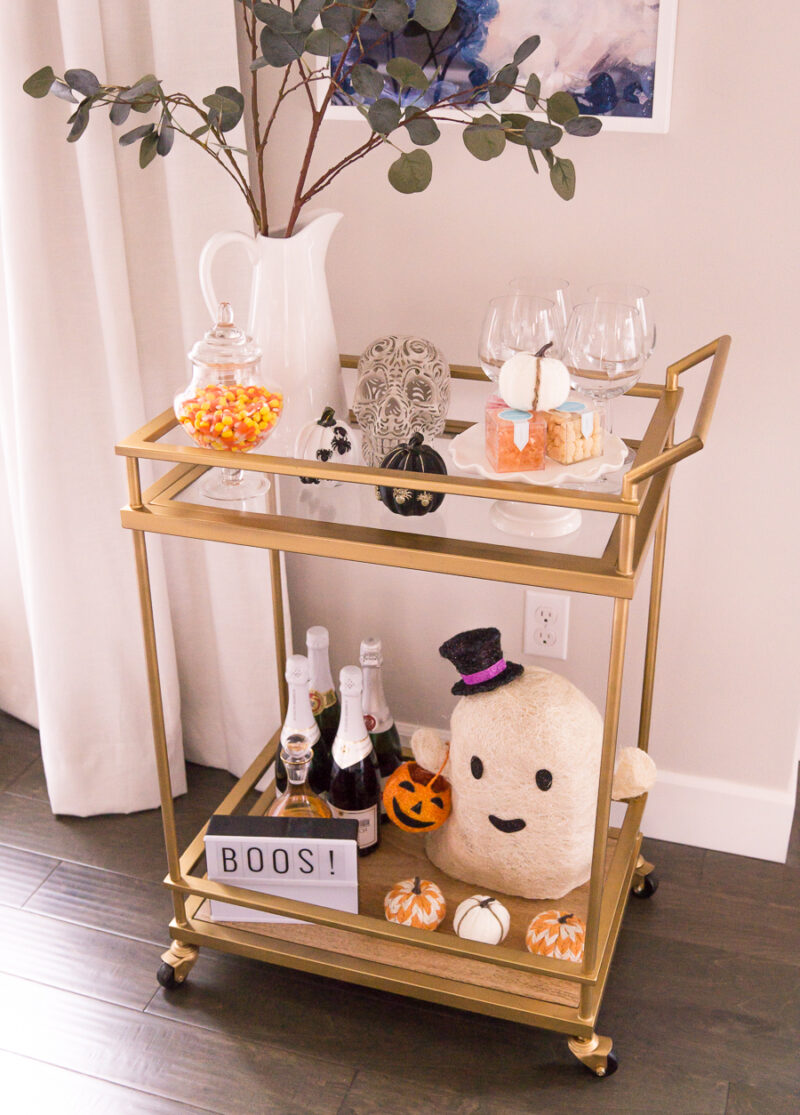 Fall decor, Halloween bar cart styling, Target bar cart