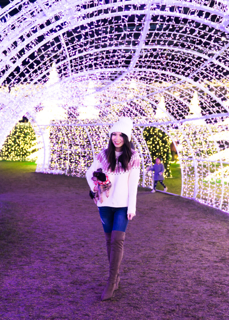 Insider tips for attending Enchant Christmas Seattle, the world's largest Christmas light maze at Safeco Field, Paws N Claus event, Seattle fashion blog