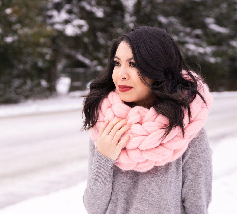 Black and gray sweater infinity scarf