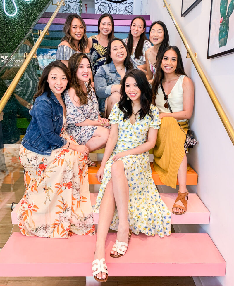 Austin bachelorette party ideas, things to do, Erin Condren rainbow stairs, sundresses outfits