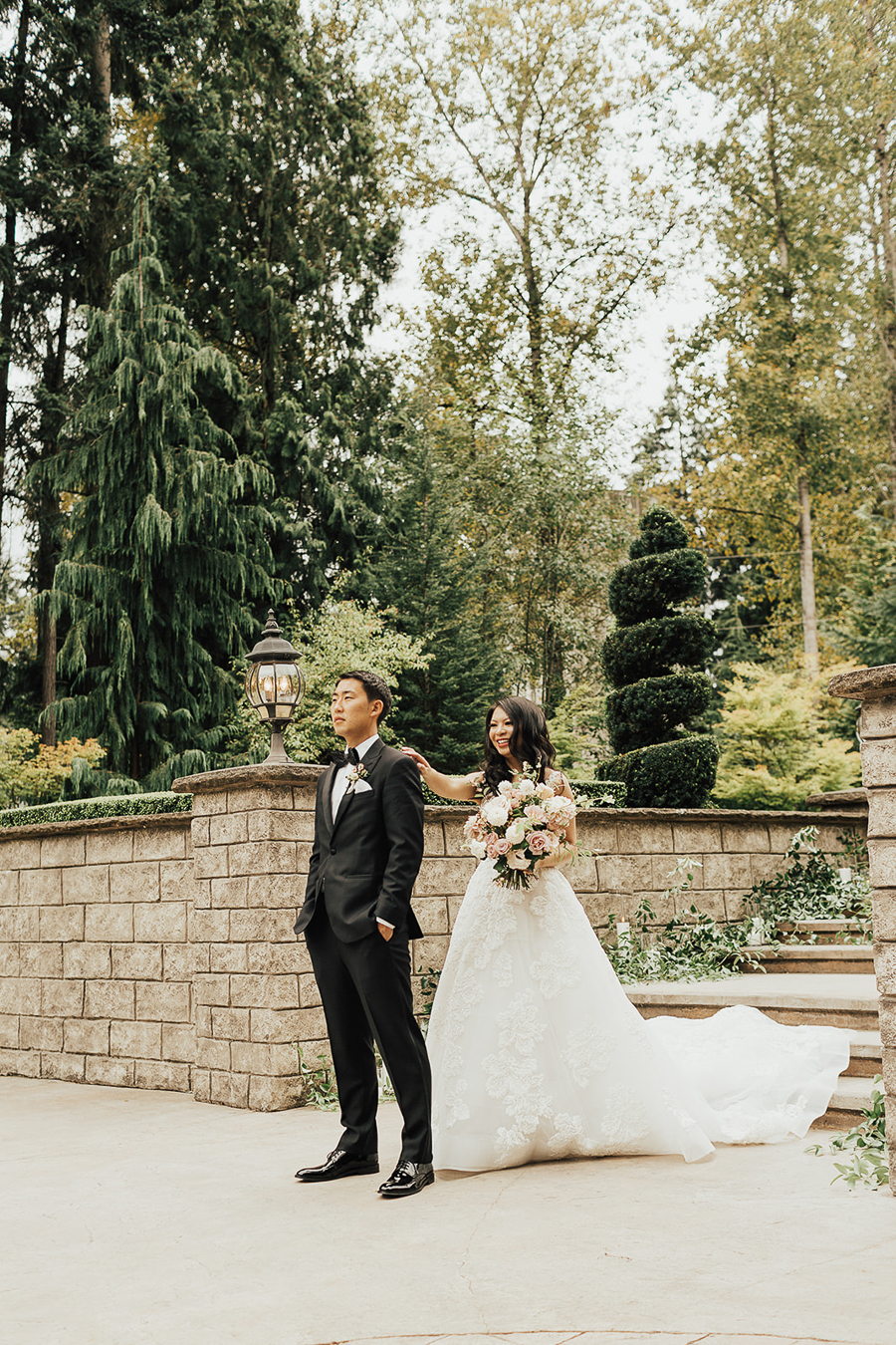 Seattle outdoor wedding, First Look photos, groom cries, Seattle fashion blogger Just A Tina Bit wedding
