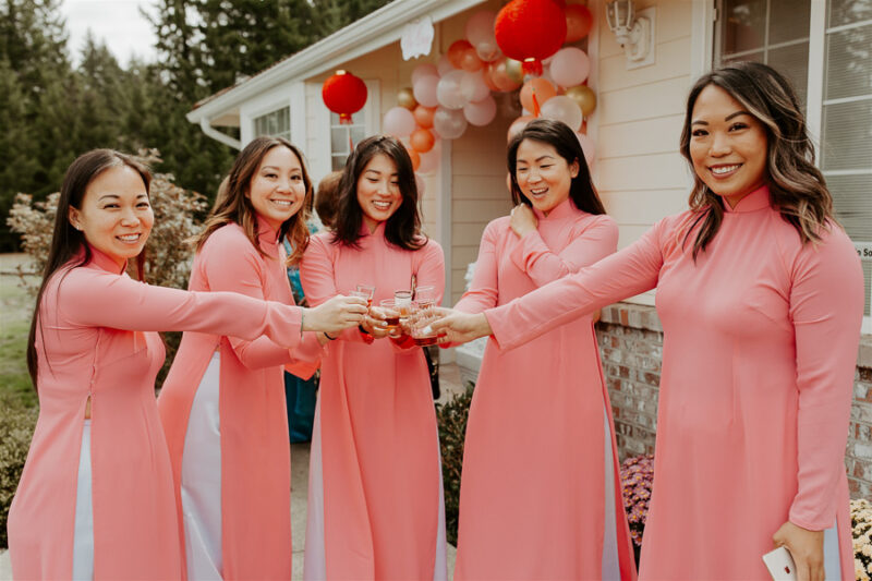 Traditional Vietnamese wedding tea ceremony, Vietnamese American, modern ao dai for women and men, Seattle fashion blogger, bridesmaids ao dai