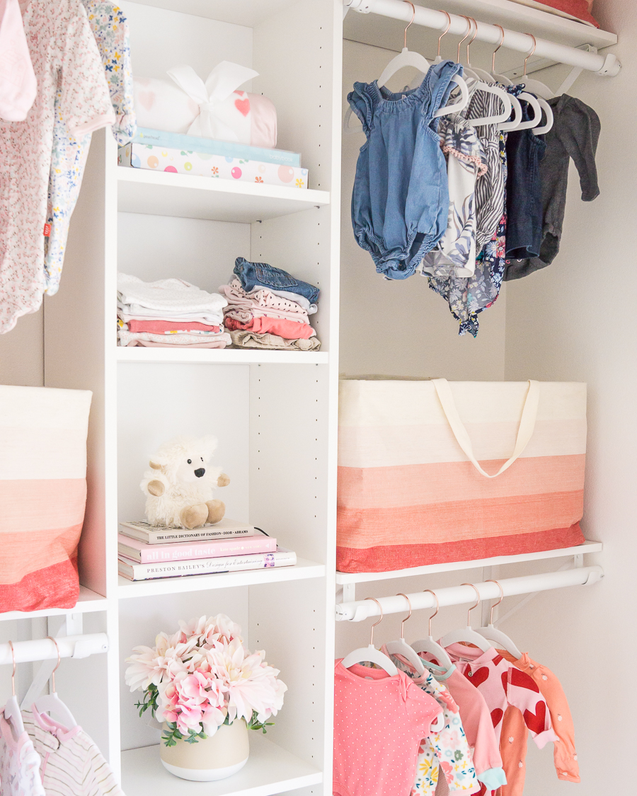 IKEA Billy Bookcase hack, custom nursery closet for baby girl, custom closet DIY project, Seattle home decor blogger Just A Tina Bit