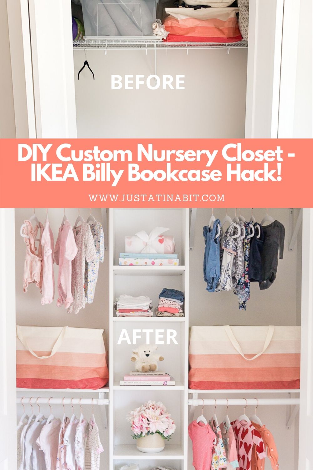 DIY customer nursery closet using an IKEA Billy Bookcase hack