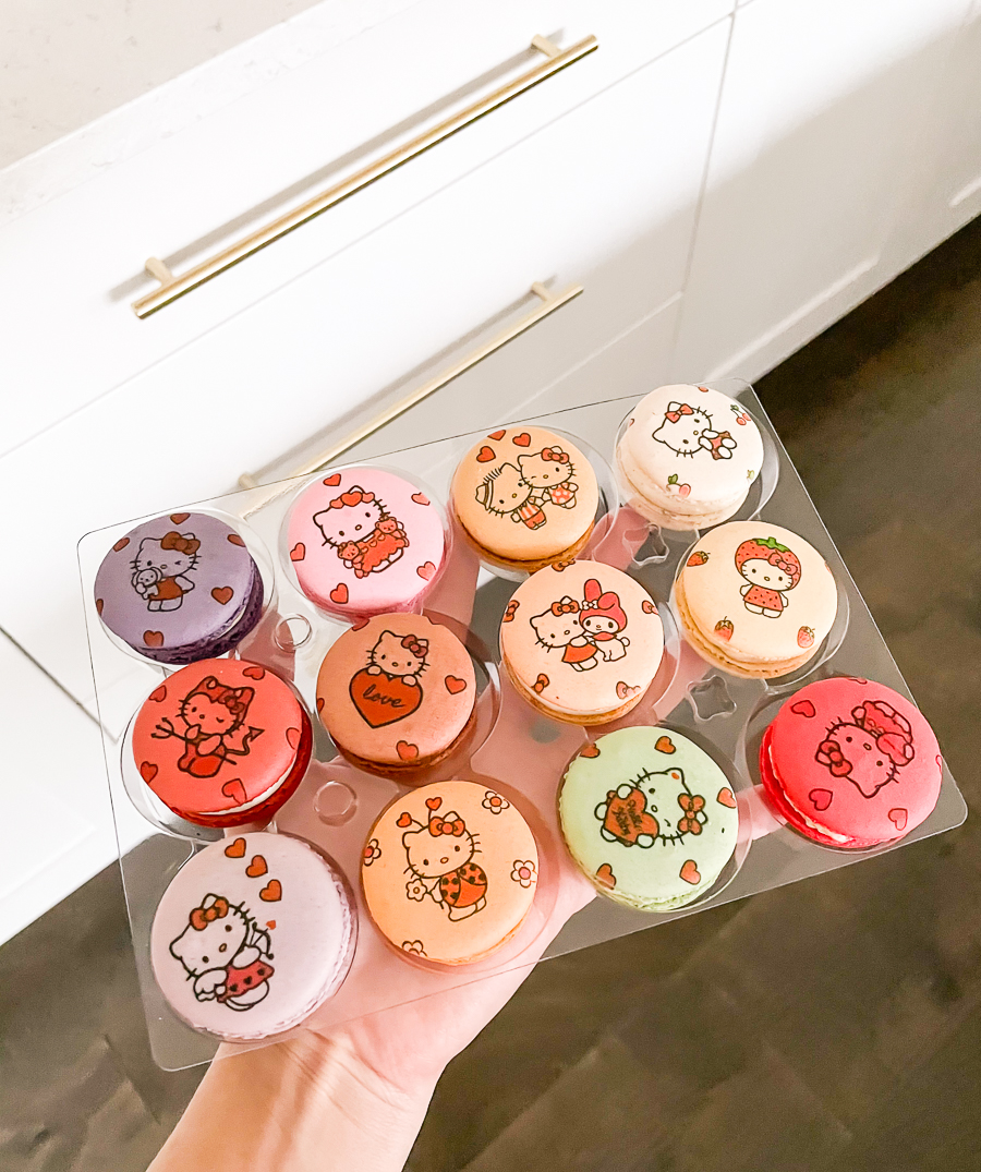 Small businesses to support this Valentine's Day, personalized macarons, Hello Kitty macarons