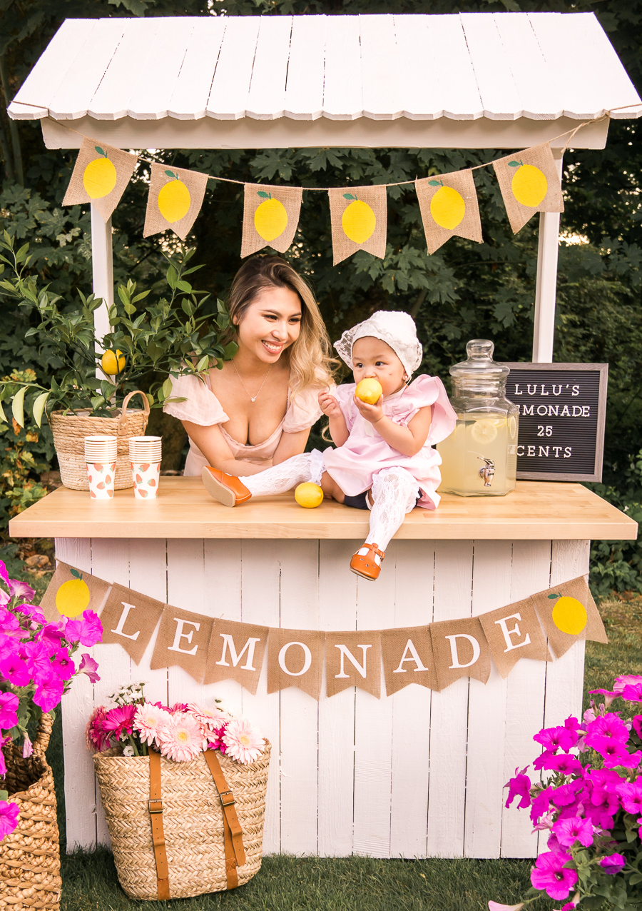 Strawberry lemonade stand for one year old birthday party, lemonade banners, farmer's market birthday party idea
