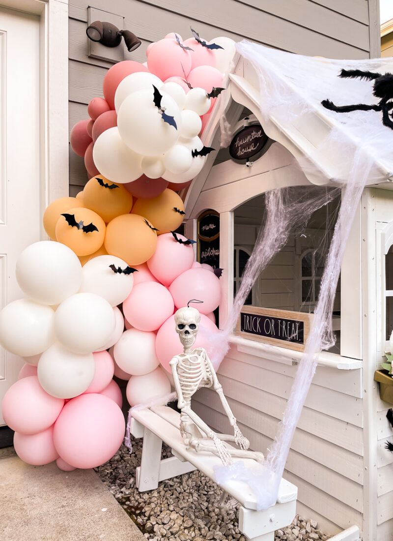 Playhouse Halloween Decor, spooky season, scary decor, bats, spiders, skeletons, cobweb, festive decor