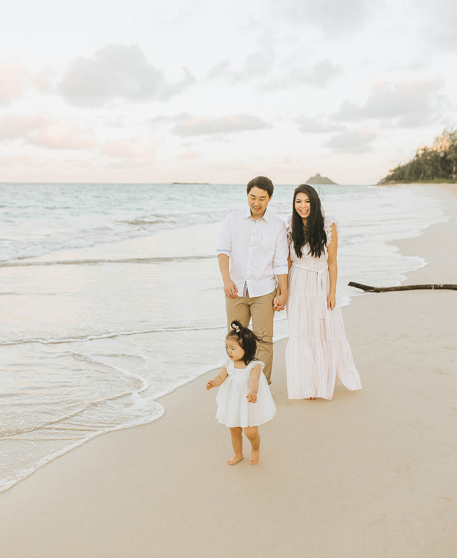 Lanikai Beach photos in Oahu, Hawaii family photos, family of three photos