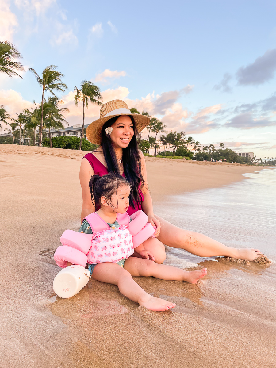 Maui Beach Fun, Olivia Playing on Beach, Evening Beach Trips, Hotel Beach, Kaanapali Beach