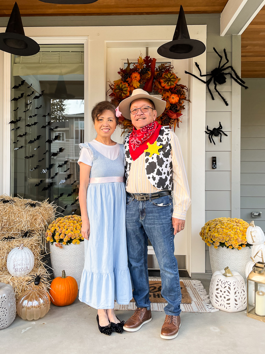 bo peep costume, DIY adult toy story costume, woody costume, grandparents costume