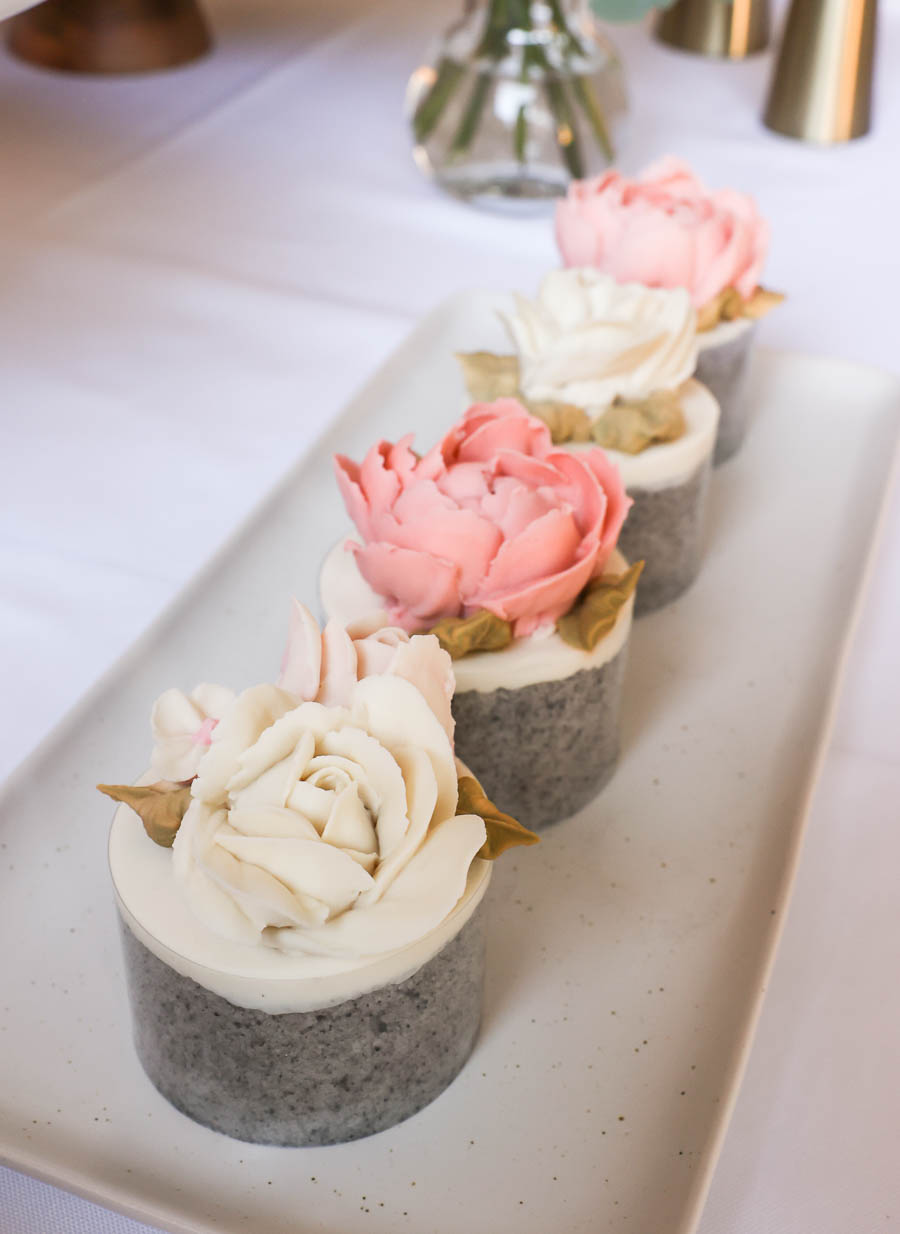 Korean rice cakes tteok as flower cupcakes, 100 days baby celebration, Korean tradition